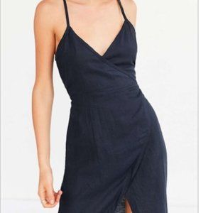 SIR the Label Black Linen Wrap Sleeveless Dress